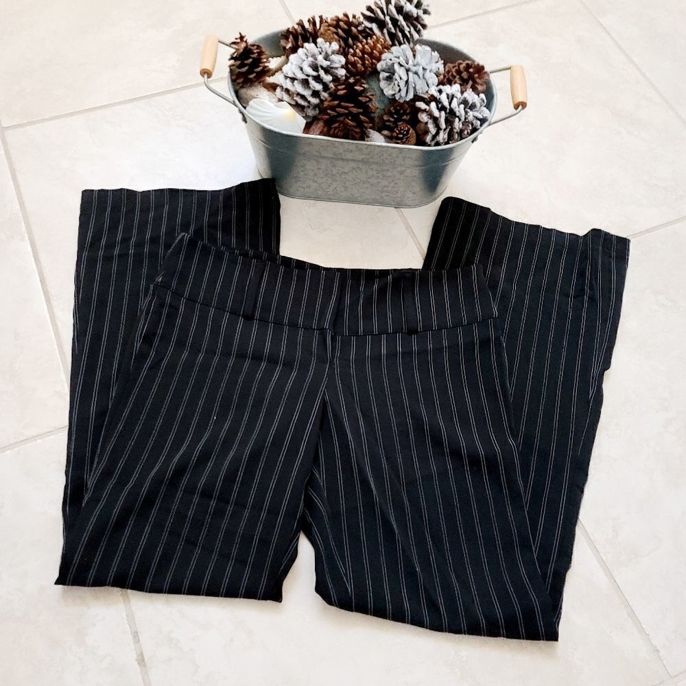 V&X juniors formal black slack pants with white stripes